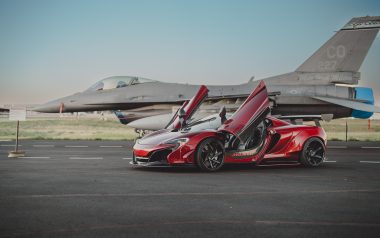 McLaren 650S Widebody & F-16 Fighter Jet at AeroAngel "Light Up the Sky" 2023